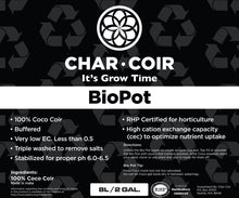 Load image into Gallery viewer, Char Coir Hydroponics 8L Char Coir BioPot
