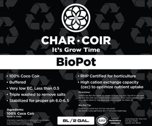 Char Coir Hydroponics 8L Char Coir BioPot