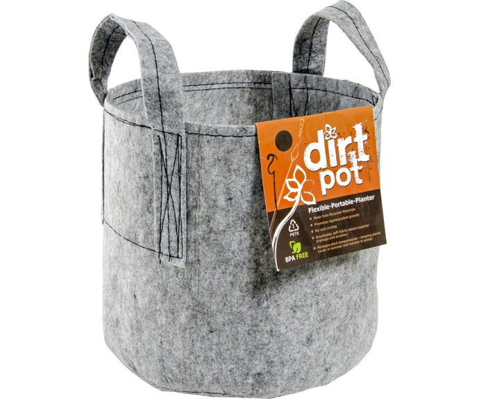Dirt Pot Soils & Containers Dirt Pot Grey Round Fabric Pot with Handle