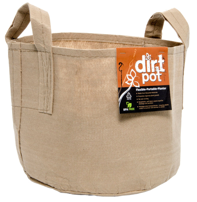 Dirt Pot Soils & Containers Dirt Pot Tan Round Fabric Pot with Handle