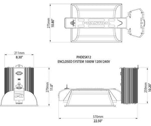 Kumans Technology Phantom 50 Series 1000W Double Ended Enclosed Lighting System with USB Interface, 208V/240V