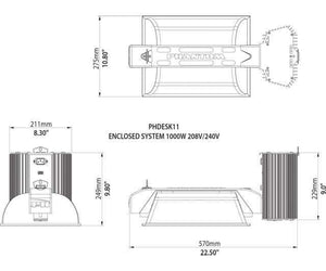 Kumans Technology Phantom 50 Series 1000W Double Ended Enclosed Lighting System with USB Interface, 208V/240V